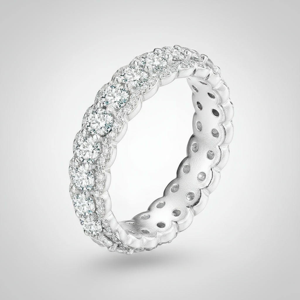 3Mm 2.86Cttw D VVS Moissanite Shining Bling Band Ring for Women 925 Sterling Silver Eternity Rings Iced Out Fashion Fine Jewelry