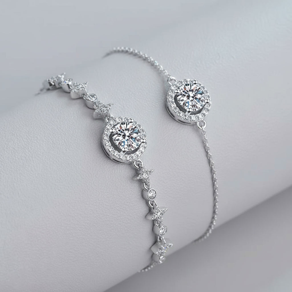 PULSERA DE MOISSANITA DE ALTA CALIDAD CHAPADA EN ORO DE 18 QUILATES.