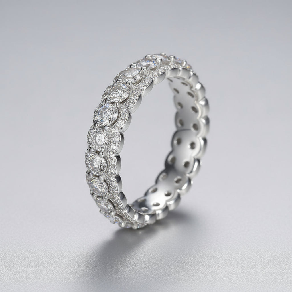3Mm 2.86Cttw D VVS Moissanite Shining Bling Band Ring for Women 925 Sterling Silver Eternity Rings Iced Out Fashion Fine Jewelry