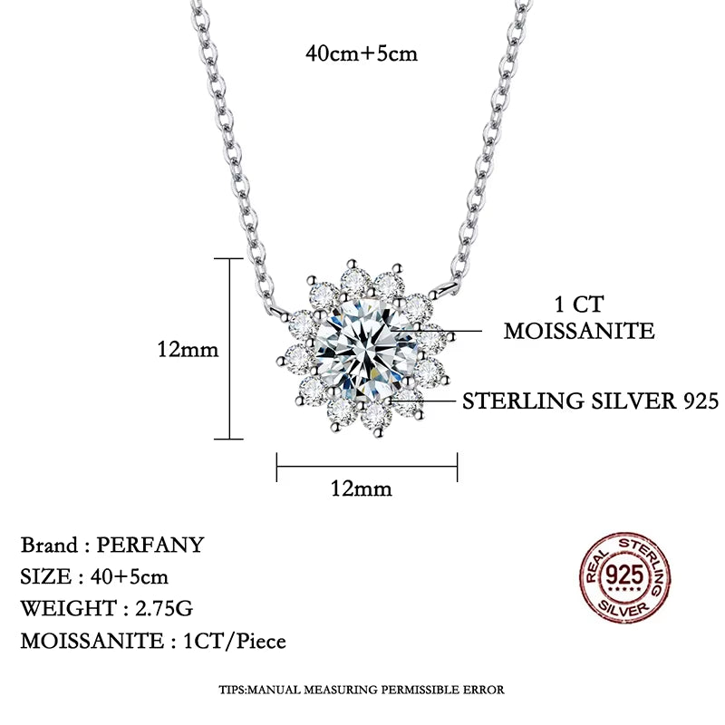 COLLAR DE GIRASOL DE MOISSANITA DE ALTA CALIDAD