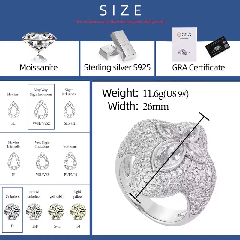 Iced Out Full Moissanite Cross Rings 925 Original Sterling Silver Prong Set Hip Hop Fine Jewelry Gifts for Men Women Luxury 2025