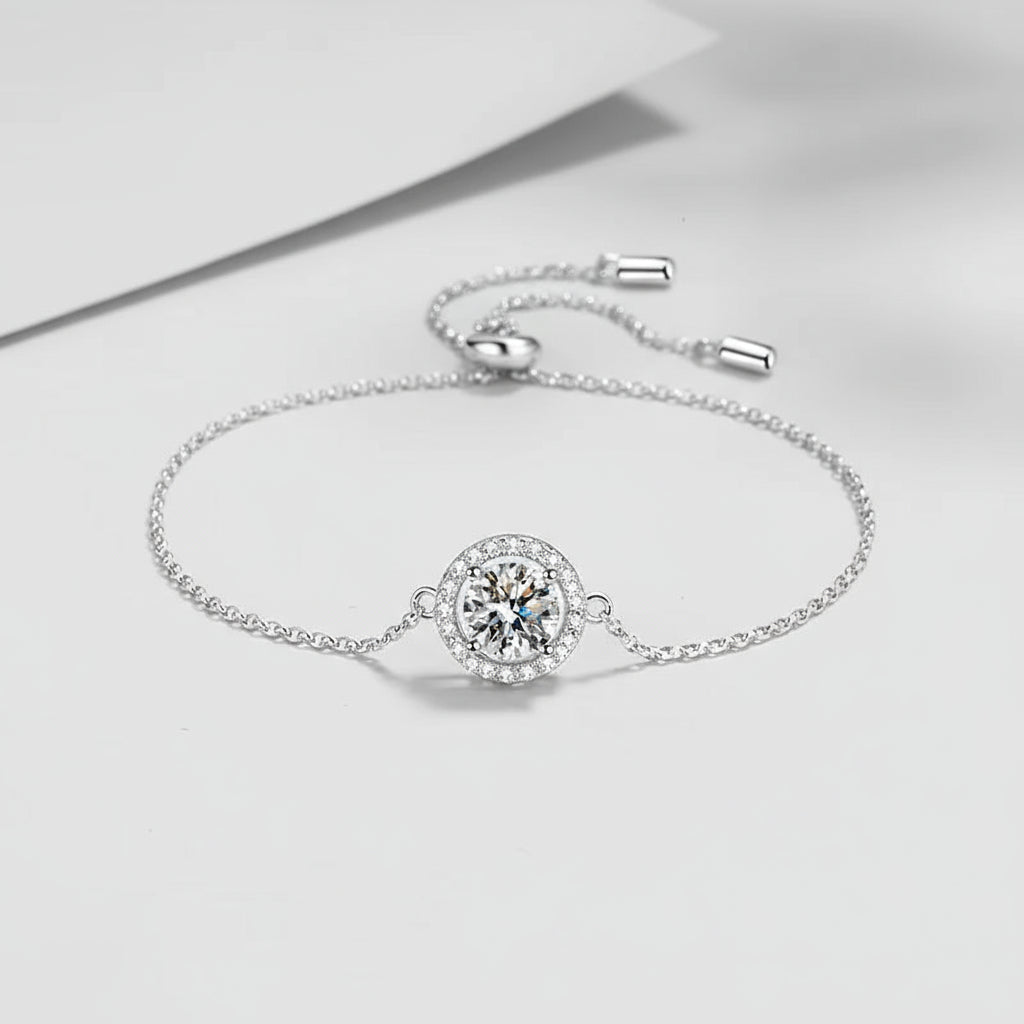 PULSERA DE MOISSANITA DE ALTA CALIDAD CHAPADA EN ORO DE 18 QUILATES.