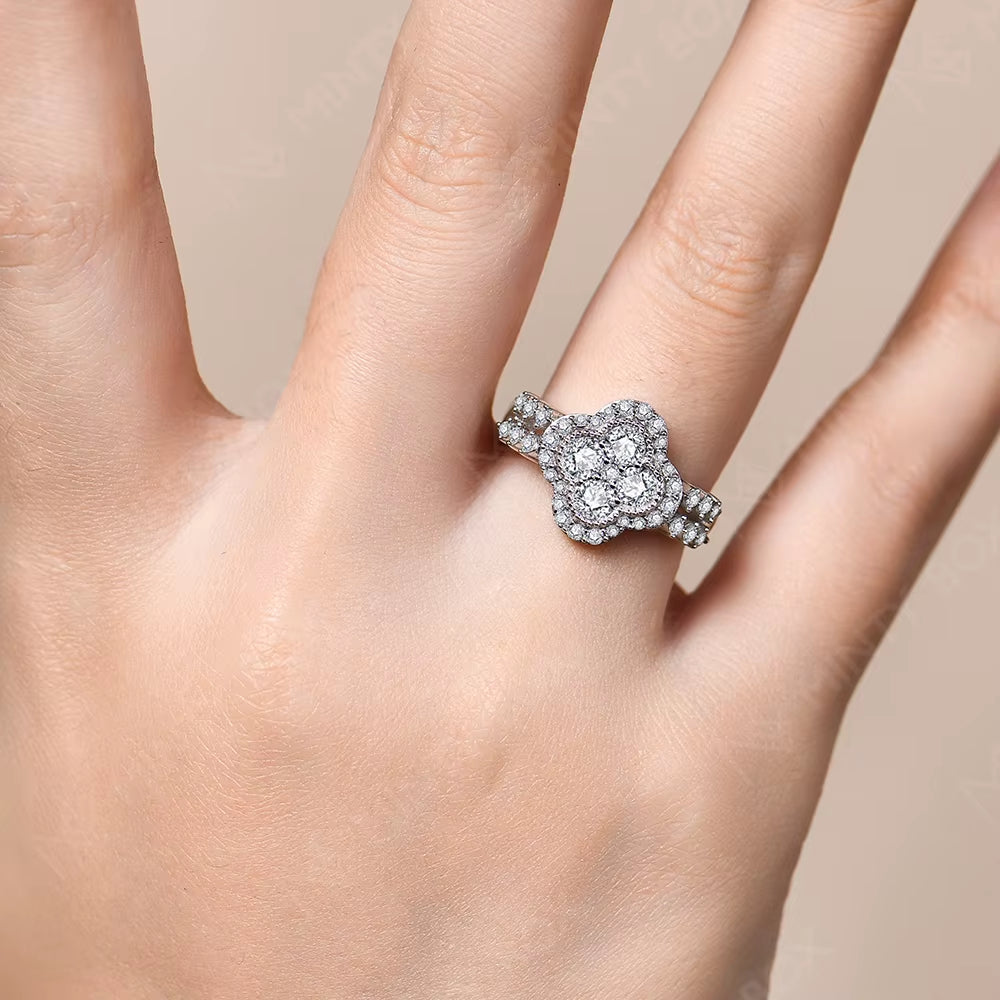 ANILLO DE MOISSANITA DE 18 QUILATES DE ALTA CALIDAD PARA MUJER