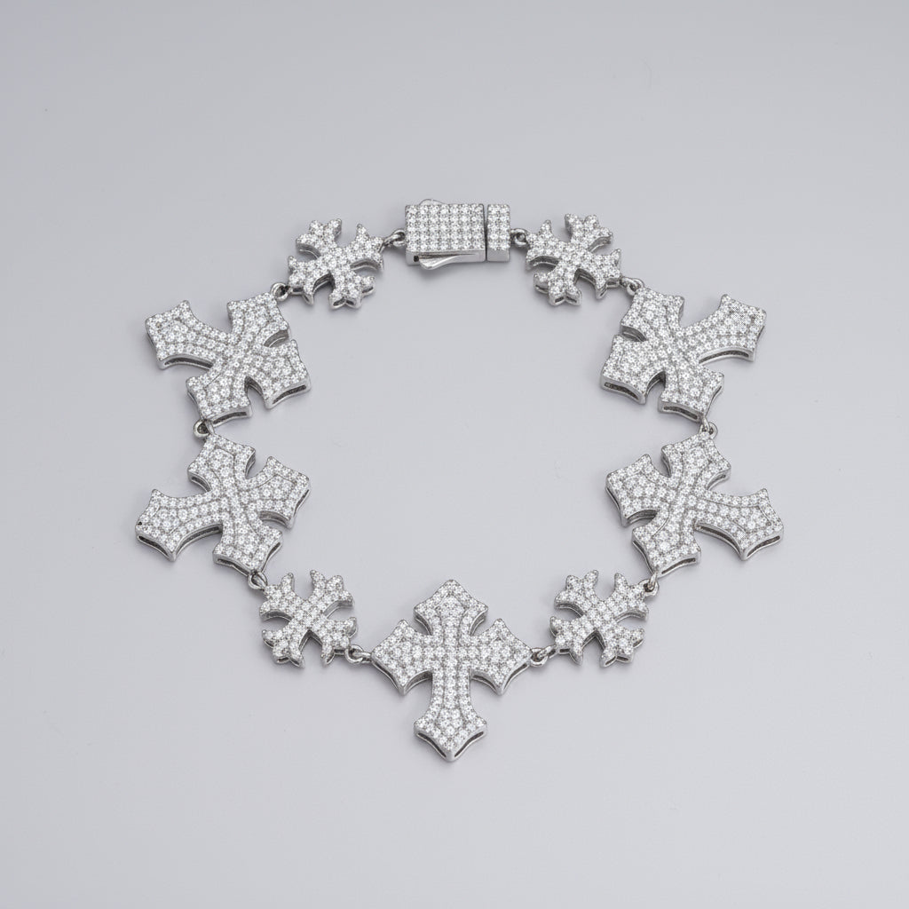 New Moissanite Maltese Cross Chain Bracelet for Women Men Iced Out Fancy Cross 925 Sterling Silver Hip Hop Fine Jewelry Gifts