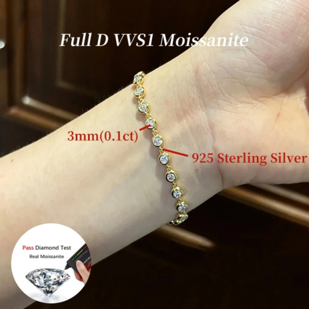 PULSERAS DE BURBUJAS DE MOISSANITA DE ALTA CALIDAD PARA MUJER