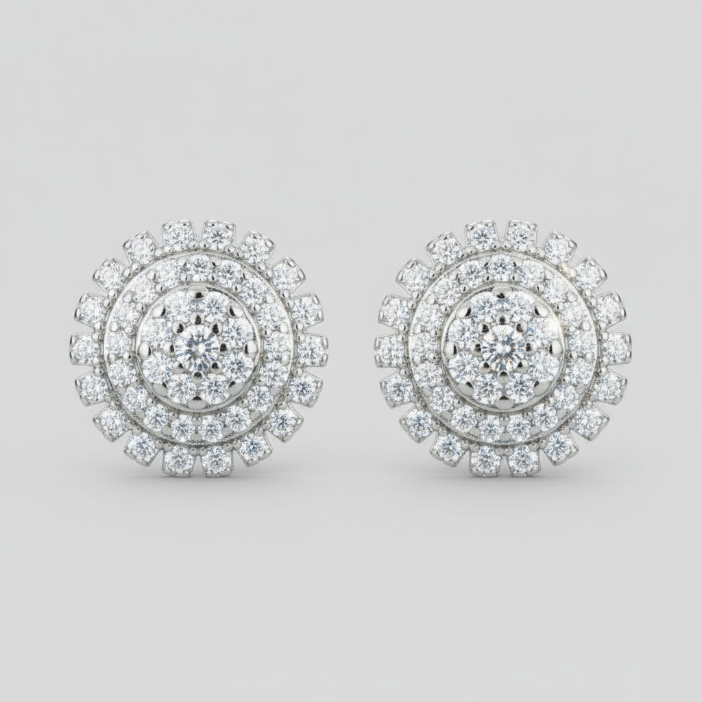 New Trendy 925 Sterling Silver Sunflower Stud Earrings for Women Men Full Moissanite Daily Party Ear Jewelry Gifts GRA Certified