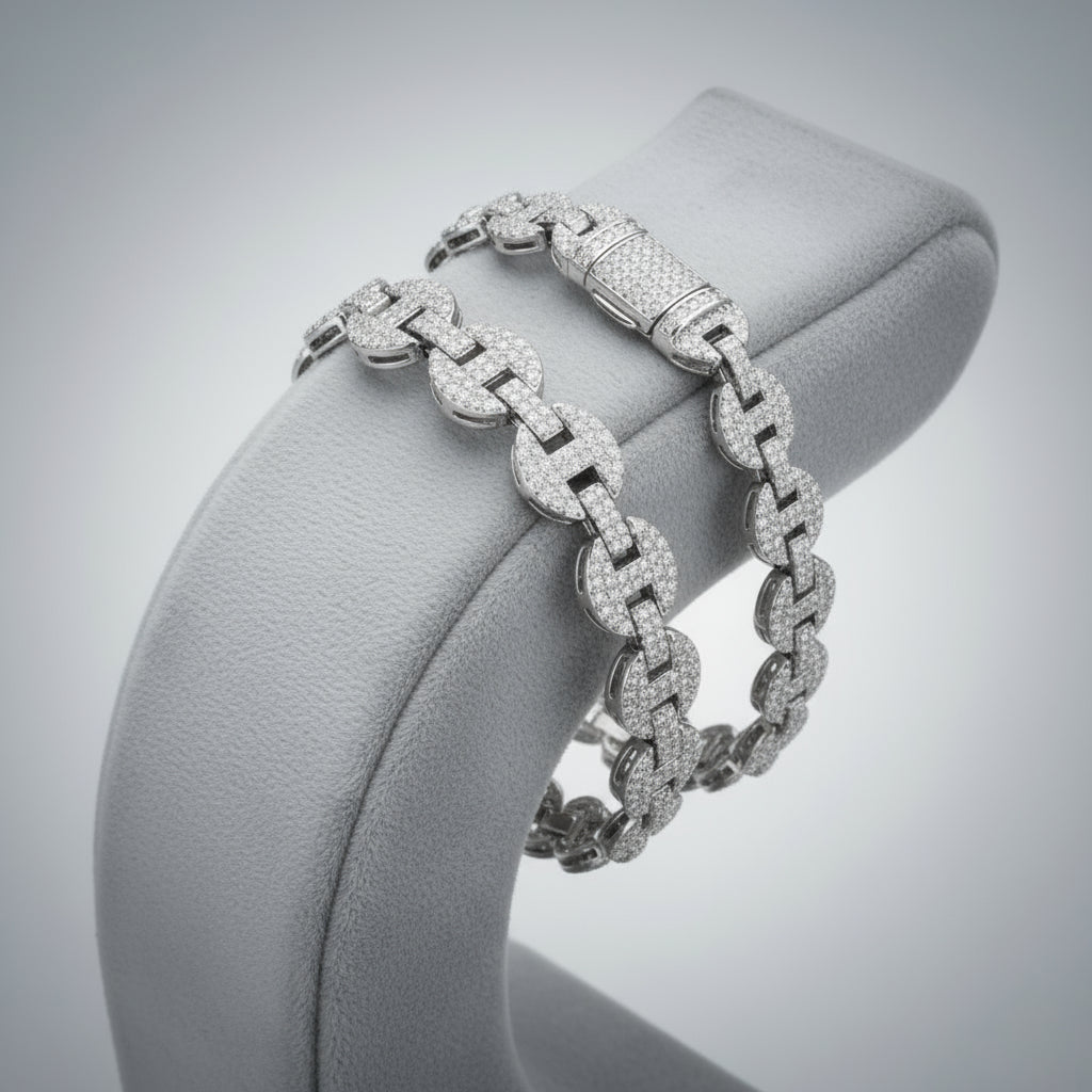 High Quality 6-10Mm 925 Sterling Silver Bracelet Micro Setting Full Moissanite Pig Nose Chain Hip Hop Fine Jewelry for Men Women