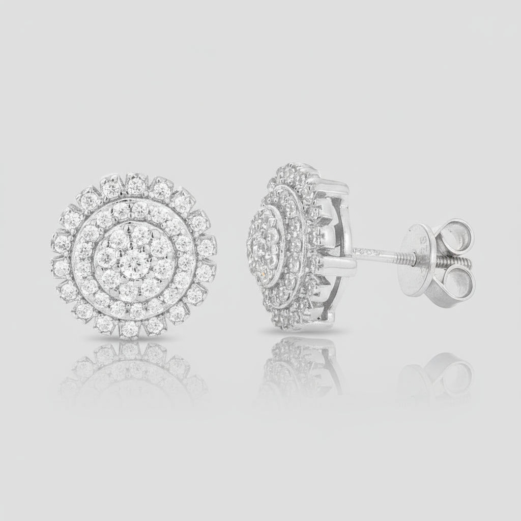 New Trendy 925 Sterling Silver Sunflower Stud Earrings for Women Men Full Moissanite Daily Party Ear Jewelry Gifts GRA Certified