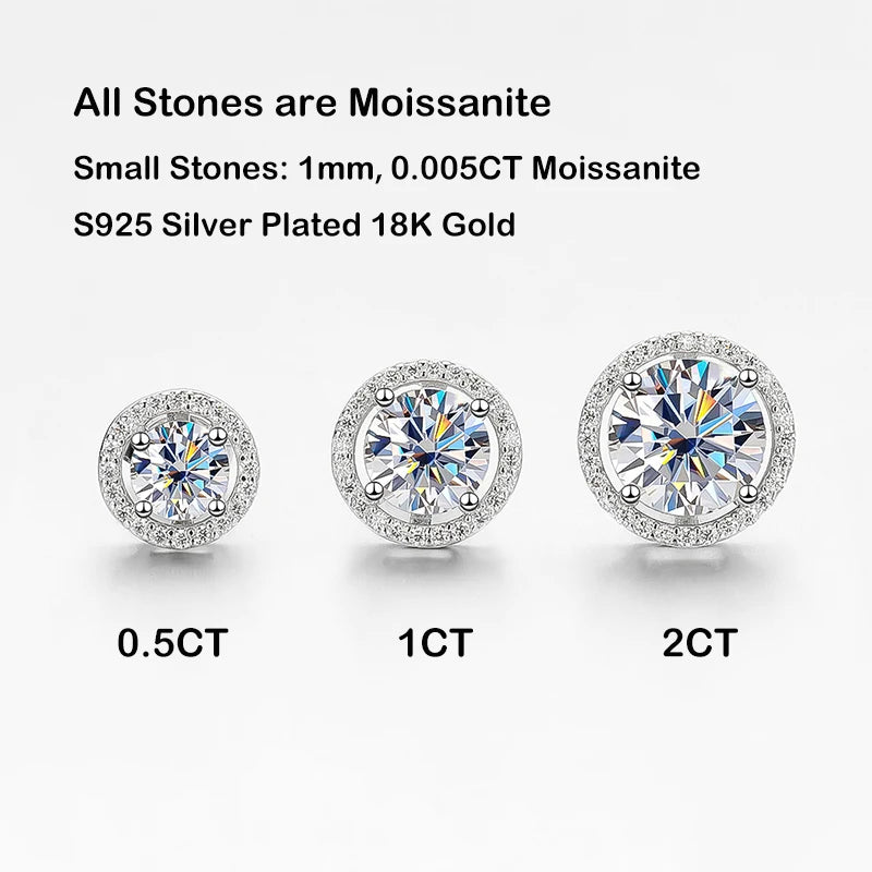 EWYA 2025 Trendy 1-4CT Full Moissanite Stud Earrings for Women Party Bridal Fine Jewelry S925 Sterling Silver Diamond Earring