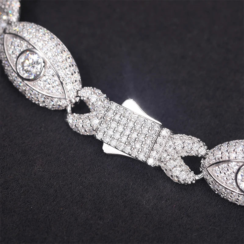 Trendy Real 925 Silver Infinity Cross Evil Eye Cuban Link Chain Iced Out Moissanite Hip Hop Party Jewelry Necklace for Women Men