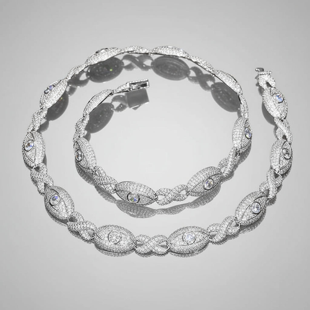 Trendy Real 925 Silver Infinity Cross Evil Eye Cuban Link Chain Iced Out Moissanite Hip Hop Party Jewelry Necklace for Women Men