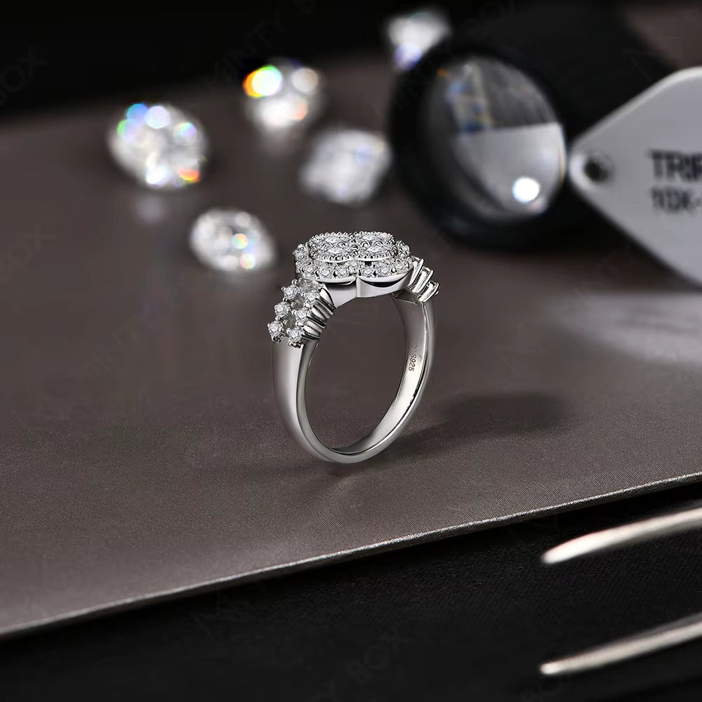 ANILLO DE MOISSANITA DE 18 QUILATES DE ALTA CALIDAD PARA MUJER