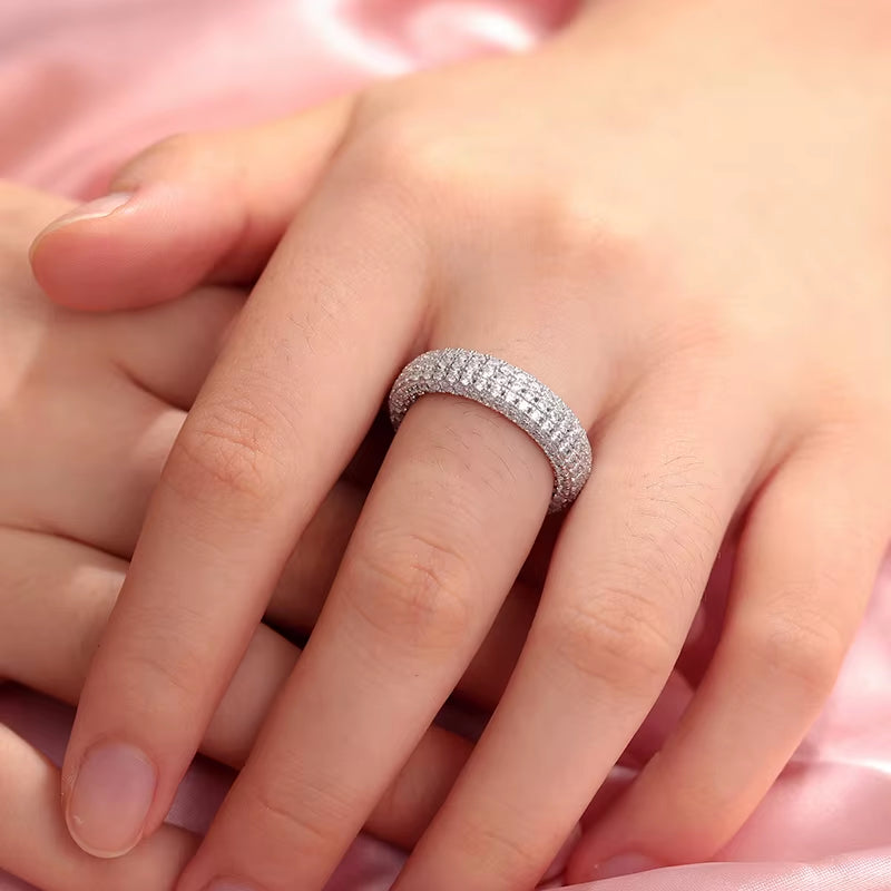 Sparkling Moissanite Couples Ring for Men Women Original 925 Sterling Silver Luxury Full D VVS Diamond Ring Hip Hop Jewelry Gift