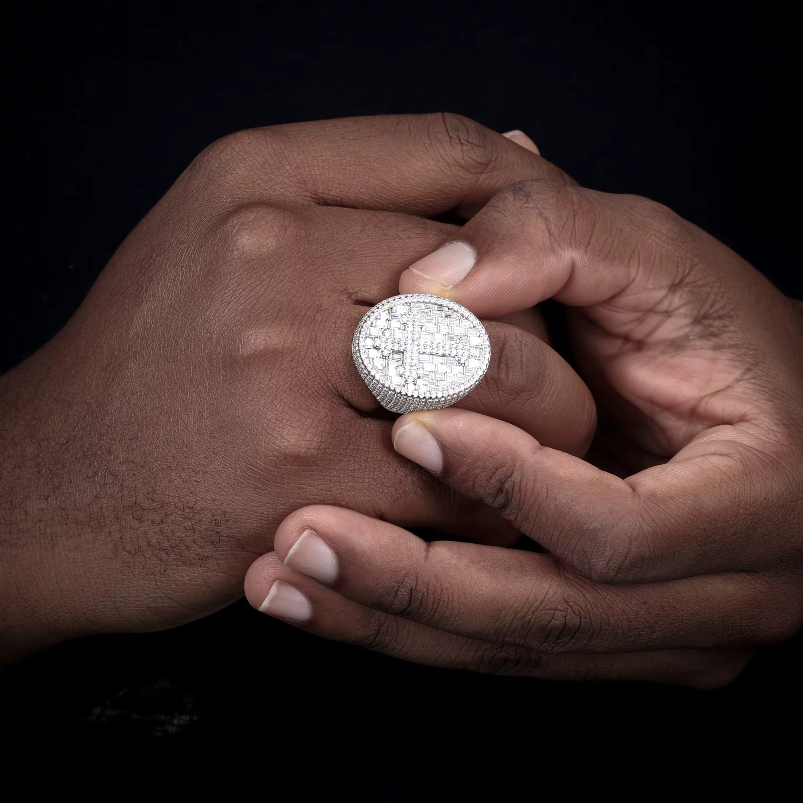ANILLO DE CRUZ DE DIAMANTES DE MOISSANITA DE ALTA CALIDAD PARA HOMBRE, LUJOSOS ANILLOS CRISTIANOS.
