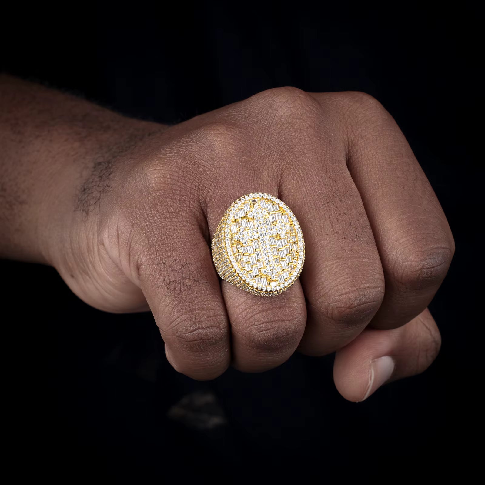 ANILLO DE CRUZ DE DIAMANTES DE MOISSANITA DE ALTA CALIDAD PARA HOMBRE, LUJOSOS ANILLOS CRISTIANOS.